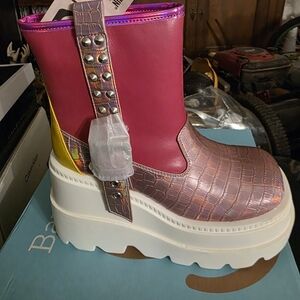 Cape Robbin Pink and Yellow Platform Boots